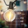 Guirlande guinguette d'extérieur 15 + 2 mètres - 30 ampoules LED à filament E12 G40 1W - IP44 - Blanc chaud