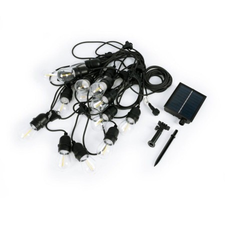 Guirlande guinguette solaire d'extérieur - 15 ampoules LED E27 à filament - IP44 - 10 mètres