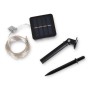 Guirlande solaire en fil argenté - IP44 - 100 lumières LED - Blanc chaud - 10 mètres