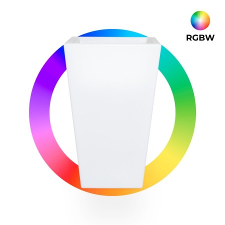 Jardinière carrée à LED RGBW - 24W - Rechargeable - Télécommandée