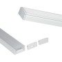 Profilé saillie en aluminium pour bande LED avec diffuseur - 17x8mm - 4 clips - 2 embouts - 2 mètres