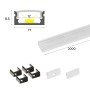 Profilé saillie en aluminium pour bande LED avec diffuseur - 17x8mm - 4 clips - 2 embouts - 2 mètres