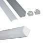 Profilé d'angle en aluminium pour ruban LED avec diffuseur - 16x16mm - 4 agrafes - 2 embouts - 2 mètres