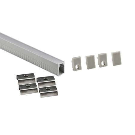 Profil en saillie pour ruban LED avec diffuseur – Kit complet – 12x8 mm – Ruban LED ≤5 mm – 2 mètres