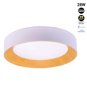 Plafonnier LED imitation bois - CCT réglable sur 2 températures différentes de 3000-4000ºK- Ø450mm - 28W