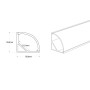 Profilé de bande LED en surface pour angles - Avec diffuseur - Kit complet - 15,8x15,8mm - Bande LED ≤10 mm - 1 mètre