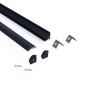 Profilé de bande LED en surface pour angles - Avec diffuseur - Kit complet - 15,8x15,8mm - Bande LED ≤10 mm - 1 mètre
