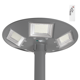 Luminaire LED Solaire 150W 15000Lm avec détecteur de mouvement IP67 Panneau : 6V 18W Batterie : 3,2V 15000MaH Gris