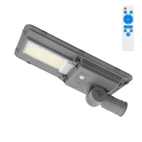 Lampadaire solaire LED 100W 5000K - Panneau 6 V 15 W Batterie 10 Ah Capteur/Télécommande