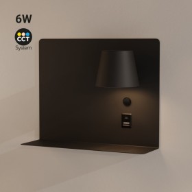 Lampe de lecture murale "BASKOP" - 6W - CCT - Port USB + USB-C