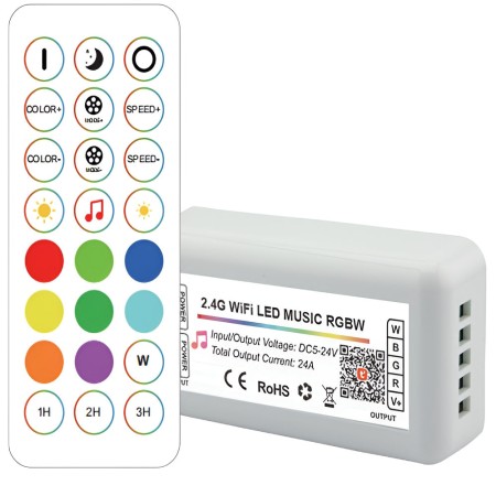 Contrôleur LED Tuya Wifi 2.4G RF RGBW 24 touches