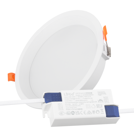 Spot Downlight LED encastrable rond 24W 140Lm/W Driver LIFUD sans scintillement