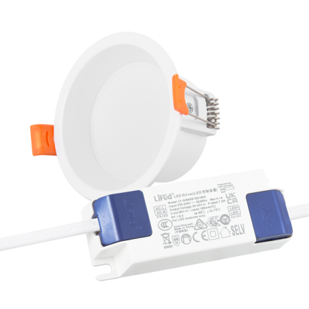 Spot Downlight LED encastrable rond 7W 140Lm/W Driver LIFUD sans scintillement