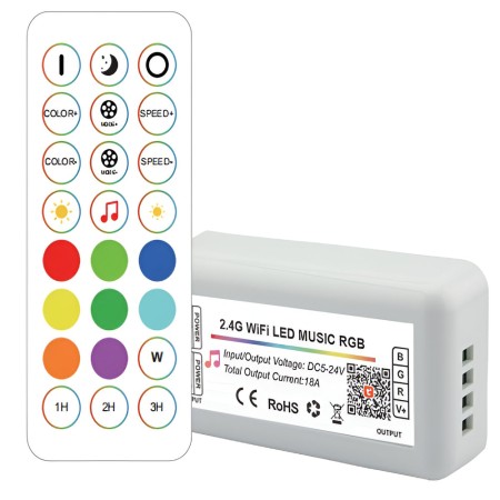 Contrôleur LED Tuya Wifi 2.4G RF RGB 24 touches