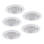 Pack de 5 ampoules LED GU10 6W 700Lm 6000ºK 40.000H - Anneau de downlight rond inclinable « Vepa » acier 90mm - Blanc