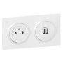 LEGRAND Dooxie Prise de courant surface et prise USB double 3000mA blanc complet
