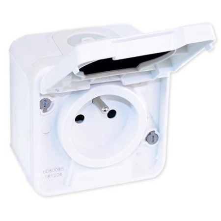 EUROHM Oxxo Prise de courant 2P+T étanche complet blanc IP55