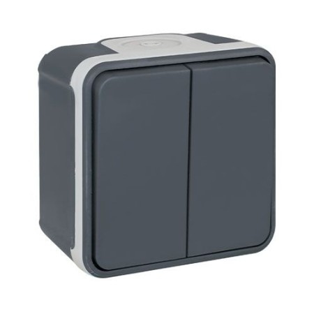 EUROHM Oxxo Interrupteur double va et vient étanche complet anthracite IP55