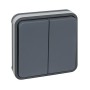 EUROHM Oxxo Interrupteur double va et vient étanche complet encastré anthracite IP55