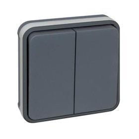 EUROHM Oxxo Interrupteur double va et vient étanche complet encastré anthracite IP55
