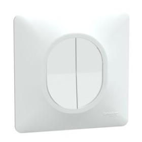 Interrupteur double va-et-vient Schneider Ovalis blanc, Installation sans outil