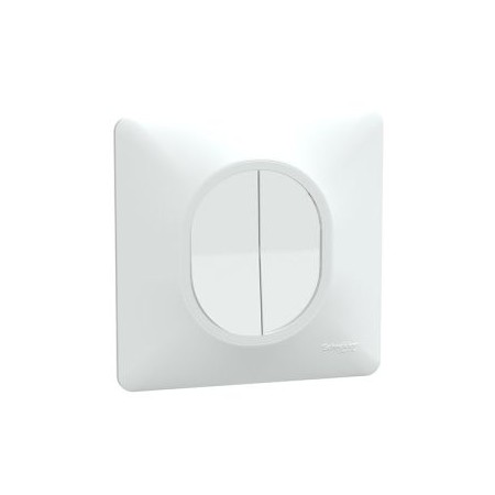 Interrupteur double va-et-vient Schneider Ovalis blanc, Installation sans outil