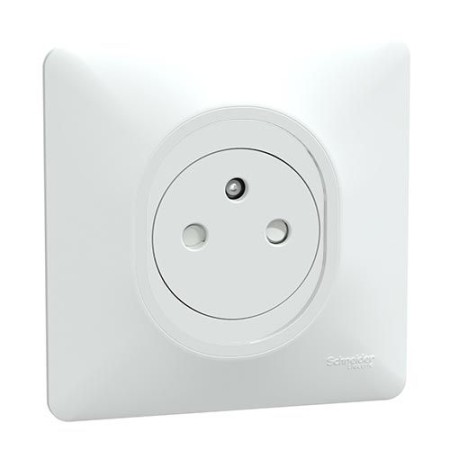 SCHNEIDER Ovalis Prise de courant 2P+T affleurante blanc complet