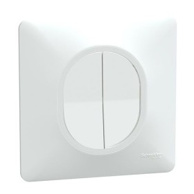 SCHNEIDER Ovalis Interrupteur va et vient + poussoir blanc complet