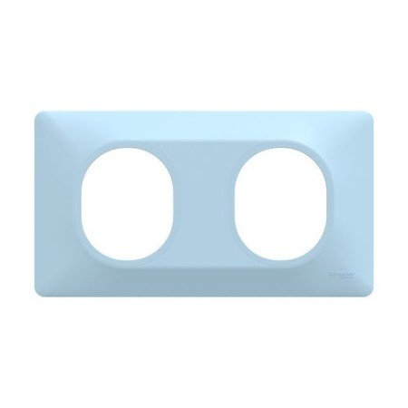 SCHNEIDER Ovalis Plaque double horizontal bleu azurin - S320704C
