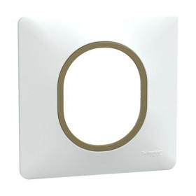 SCHNEIDER Ovalis Plaque simple blanc avec bague effet laiton - S320702D