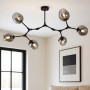 Lampe Suspendue ORION 6" – Plafonnier Design Métal Verre, 6 E27
