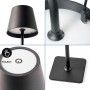 Lampe de table portable LED CCT réglable sur 3 températures de 3000-6000ºK - Touch - Ø100 mm