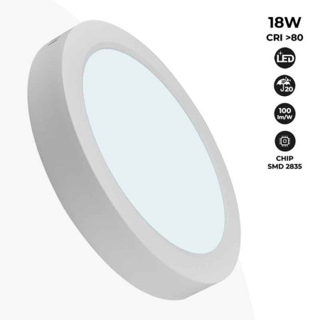 Plafonnier LED rond en saillie 18W Haute Efficacité