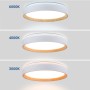 Plafonnier LED rond CCT réglable sur 3 températures différentes de 3000-6000ºK 24W - Effet bois - Ø40cm