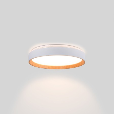 Plafonnier LED rond CCT réglable sur 3 températures différentes de 3000-6000ºK 24W - Effet bois - Ø40cm