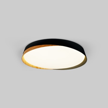 Plafonnier LED rond CCT réglable sur 3 températures différentes de 3000-6500ºK 36W - Effet bois - ø50cm - IP22