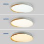 Plafonnier LED rond CCT réglable sur 3 températures différentes de 3000-6500ºK 24W - Effet bois - ø40cm - IP22