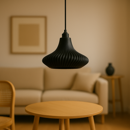Suspension « Vita » Noir/Rosace de plafond noire/Câble noir