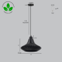 Suspension « Vita » Noir/Rosace de plafond noire/Câble noir