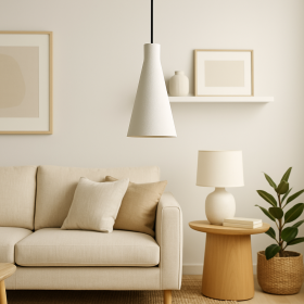 Suspension « Shu », rosace blanche/noire/câble noir Câble