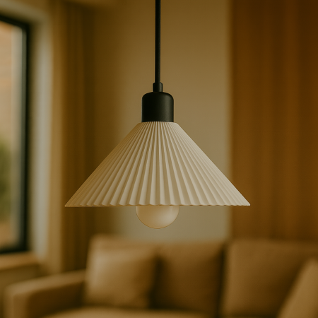 Suspension « Colt », rosace blanche/noire/câble noir