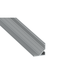 Profilé en aluminium anodisé argent KIMERA « ARRE » avec diffuseur opale, capuchons et clips de fixation 2,02 m