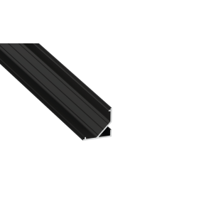 Profilé en aluminium anodisé noir KIMERA « ARRE » avec diffuseur opale, capuchons et clips de fixation 2,02 m