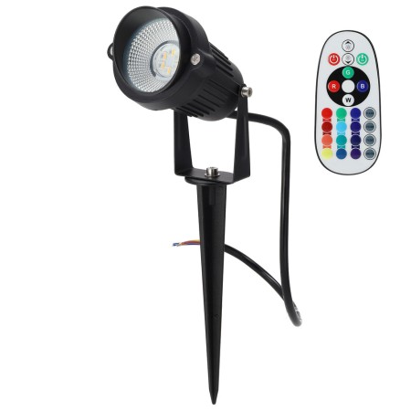 Projecteur LED de jardin avec piquet 5W 60º IP65 RGBW Finition noire avec télécommande