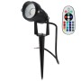 Projecteur LED de jardin avec piquet 5W 60º IP65 RGBW Finition noire avec télécommande
