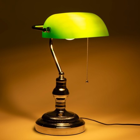 Lampe de banquier - Laiton vieilli & verre vert - E27 - Design rétro