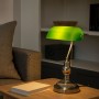 Lampe de banquier - Laiton vieilli & verre vert - E27 - Design rétro