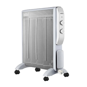 Radiateur Mica Coat 2000w 4 éléments Blanc/Argent 2 puissances Anti-basculement, Voyant lumineux Thermostat réglable