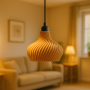 Lampe Suspendue « Daila » Beige – Rosace Noire / Câble Noir