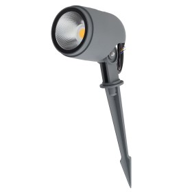 Projecteur LED avec piquet pour jardin 12W IP65 2700K - finition grise